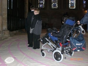 Children walking the Ermin Labyrinth at Lincoln Cathedral